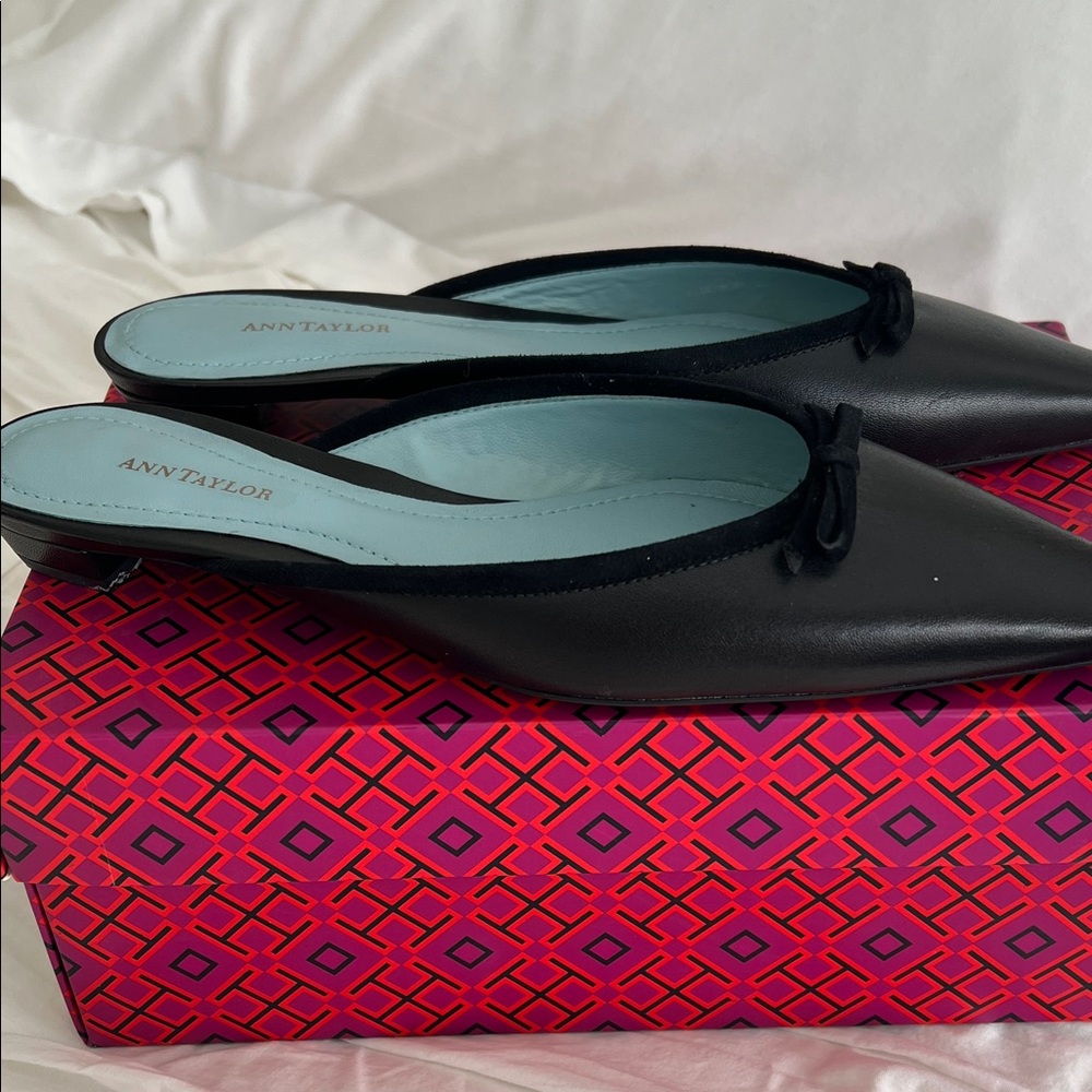 Ann Taylor Black Leather Flats